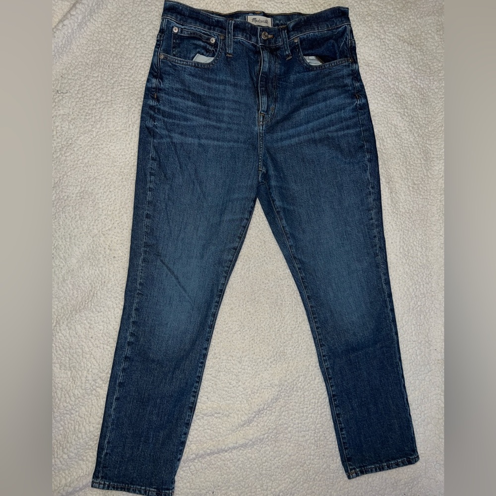 Madewell Jeans Womens 30 The High Rise Slim Boy Jean Medium Wash Denim Dark Wash